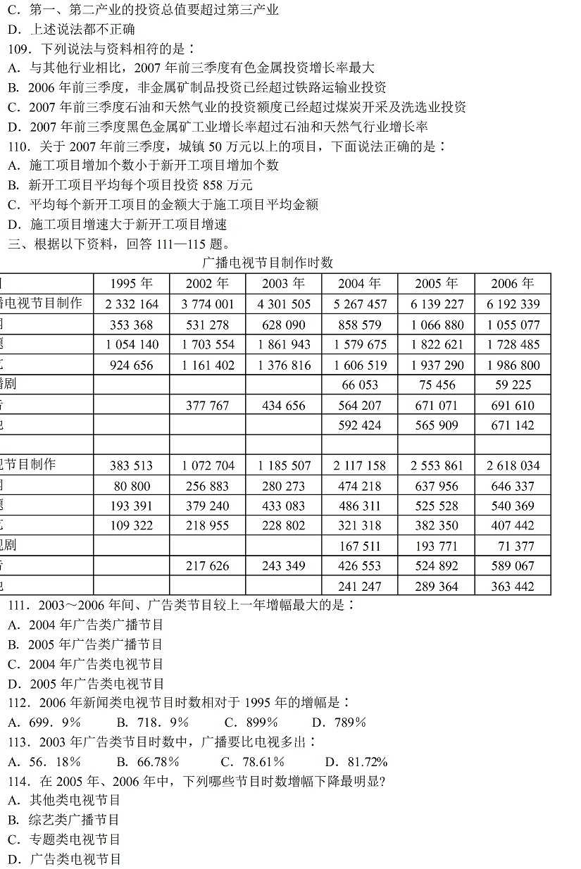 2009年天津公务员考试行测真题