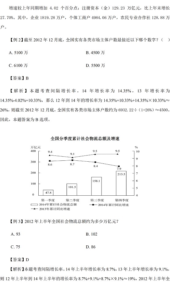 2016下半年公务员考试行测备考：资料分析间隔增长率2