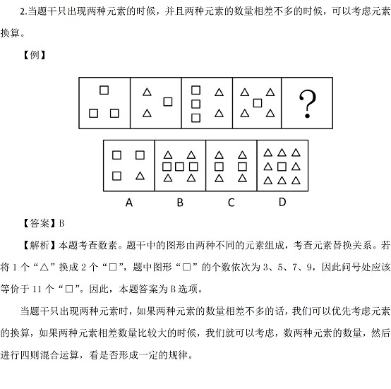 2017年国家公务员考试行测备考：快速判定图形推理考点元素换算