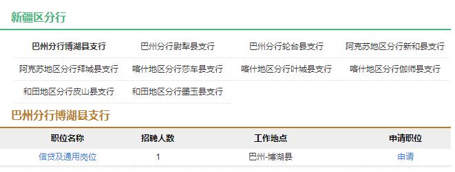 2017年中国农业发展银行新疆区分行社会招聘11人公告